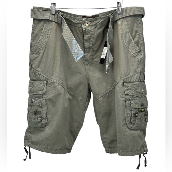 Galaxy by Harvic Men's Belted 100% Cotton Utility Cargo Shorts - Grey - size 36 - Picture 1 of 8
